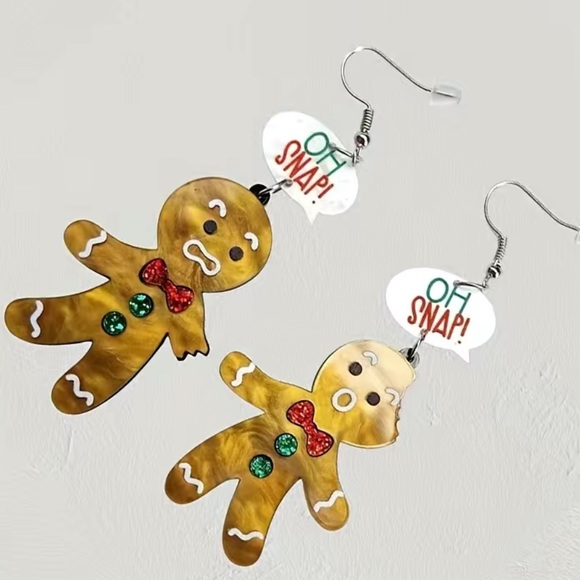 Acrylic Gingerbread Man Earrings - Picture 3 of 5